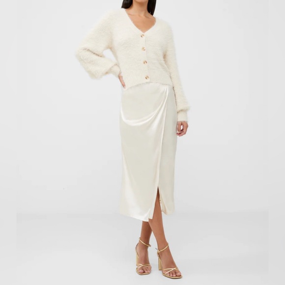 French Connection Inu Satin Wrap Skirt - Classic Cream - Picture 1 of 3